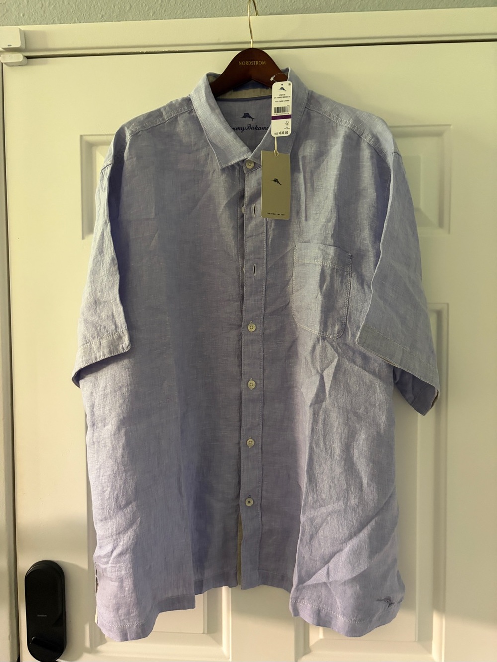 Tommy Bahama Lavender Short Sleeve Linen Button-Up
